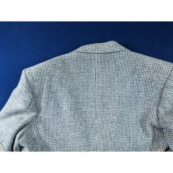 Tweed Speckled 42R Brown Blue/Grey Sport Coat w/ Elbow Patch VTG Leather Button - Picture 12 of 15